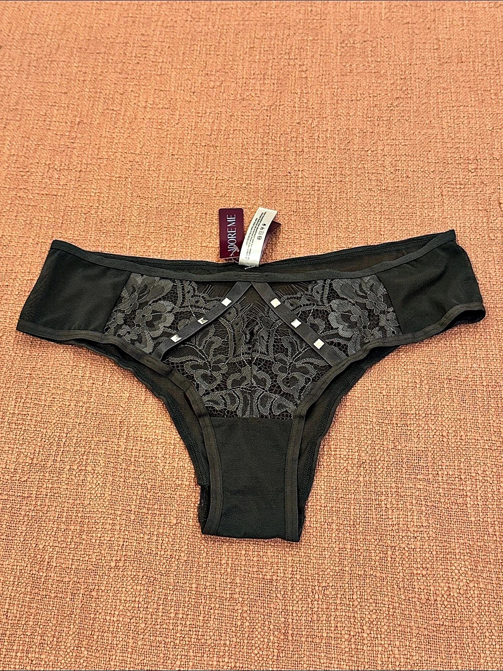 NWT Adore Me Cheeky Panty Floral Lace Panty gray Small